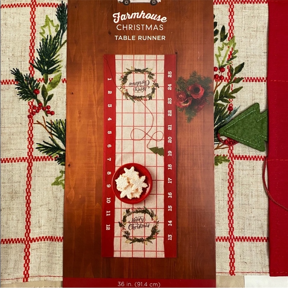 NWT Farmhouse Merry Christmas Advent Calendar Table Runner